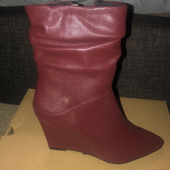 Shoes | Wine Colored Wedge Boots | Poshmark